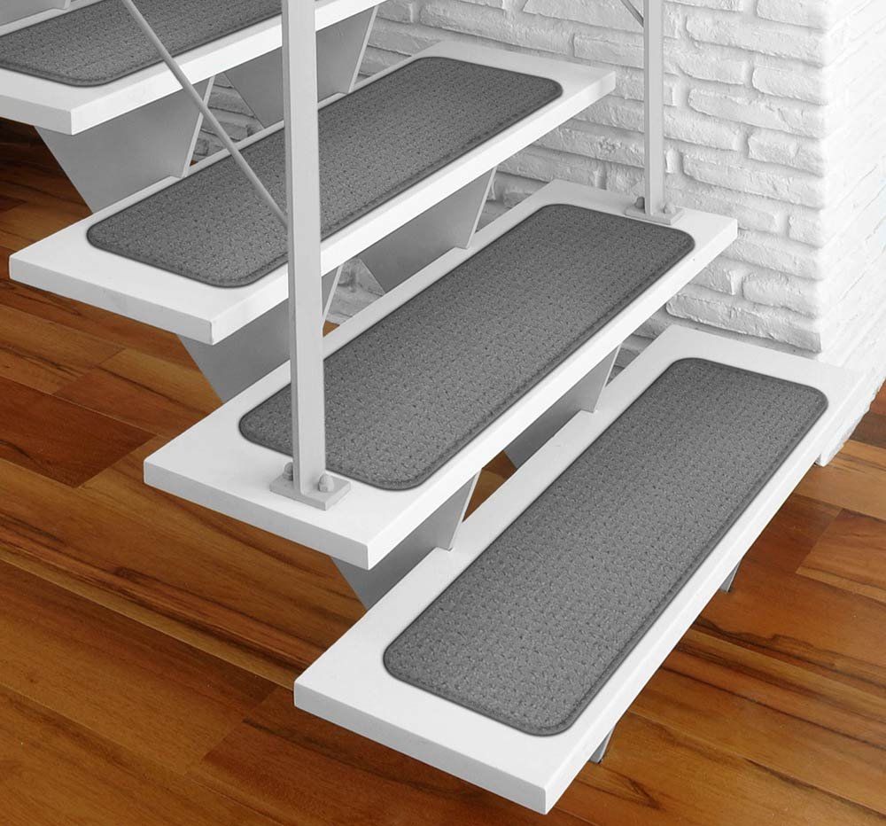 15-Pack Non-Slip Gray Carpet Stair Treads - 8