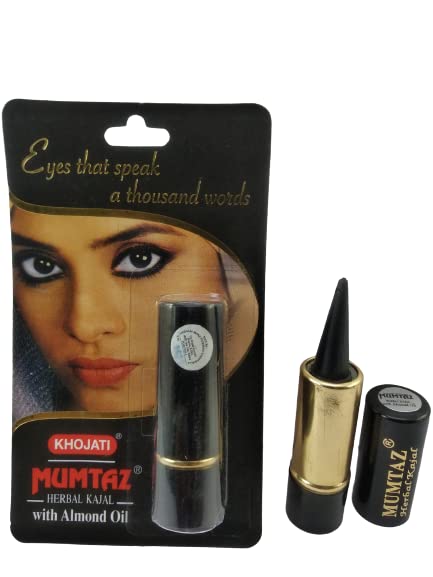 URJUWANI Mumtaz Herbal Natural Kajal with Almond Oil - 100% Organic Eyeliner for Sensitive Eyes | Perfect for Daily Use, Special Occasions & Ayurvedic Beauty Routines