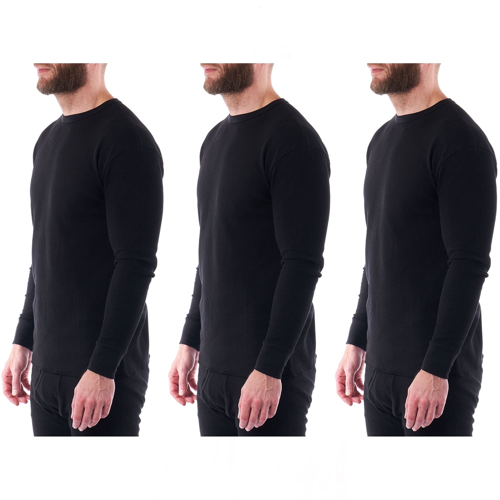 Alpine Swiss Men's Thermal Long Sleeve Henley Shirt - Waffle Knit Crew Neck Base Layer for Cold Weather - Perfect for Winter Hiking, Skiing & Outdoor Activities