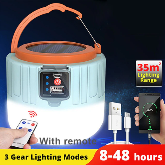 Solar Rechargeable Camping Lights with USB Charging & Remote Control - Waterproof LED Tent Lights for Outdoor Adventures, Hiking, Backpacking, and Emergency Use
