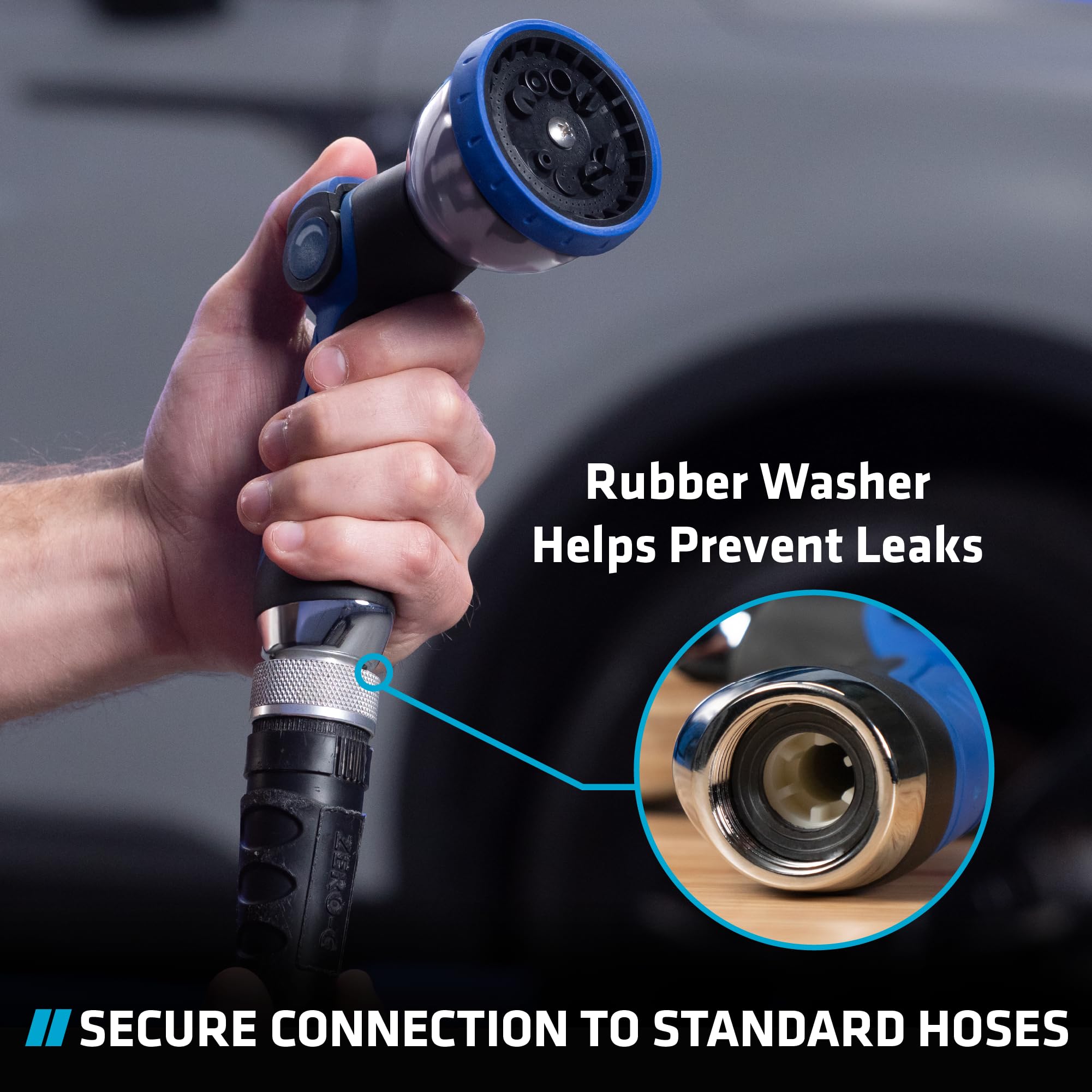 VIKING Heavy Duty Garden Hose Nozzle - 10 Adjustable Spray Patterns, Thumb Control for Car Washing, Plant Watering, Pet Bathing & Home Cleaning | Perfect for Lawn Care, Outdoor Cleaning & Gardening