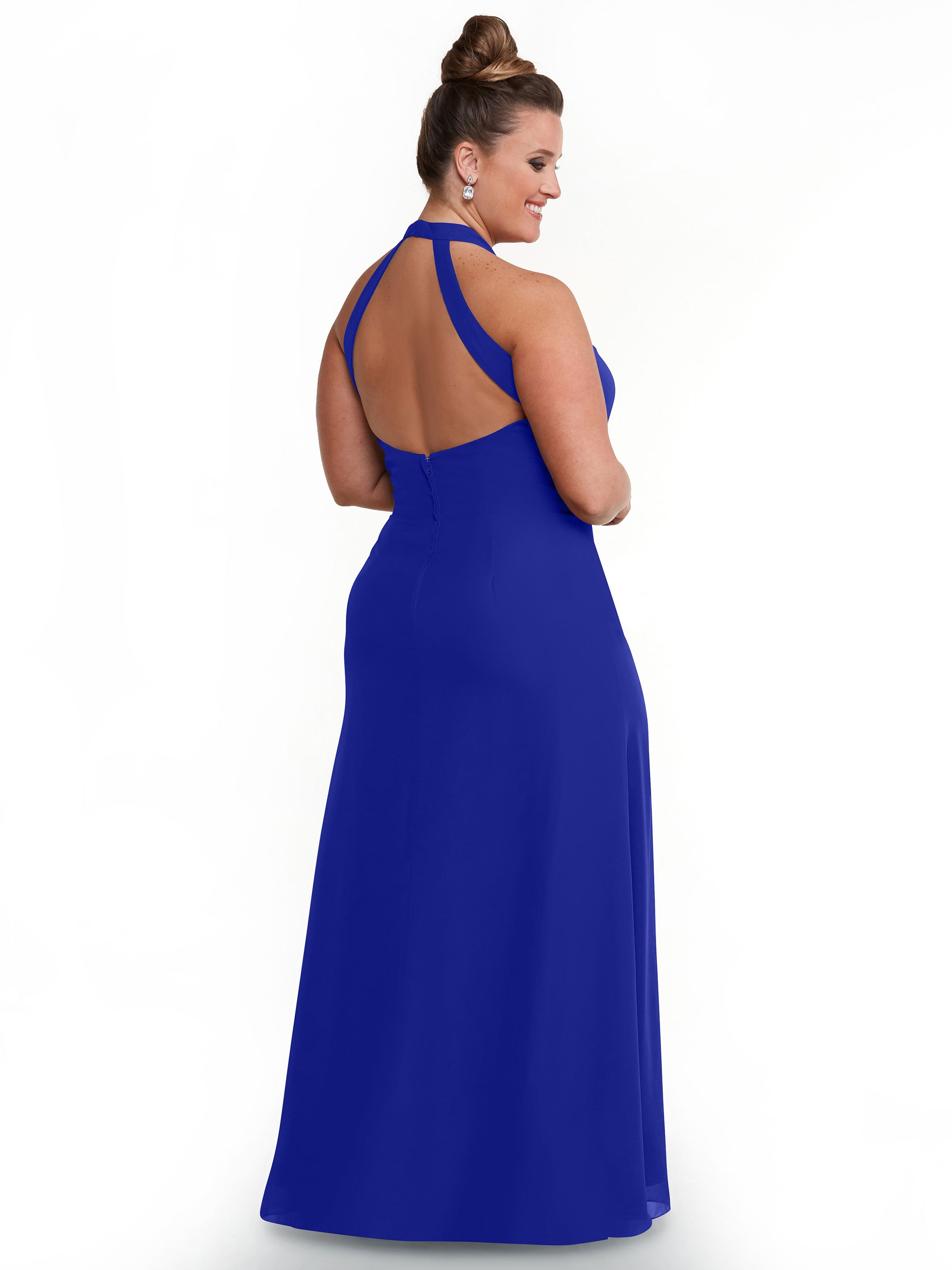 Elegant 80138 Chiffon A-Line Bridesmaid Dress with Keyhole Halter Neckline - Perfect for Weddings, Formal Events & Special Occasions