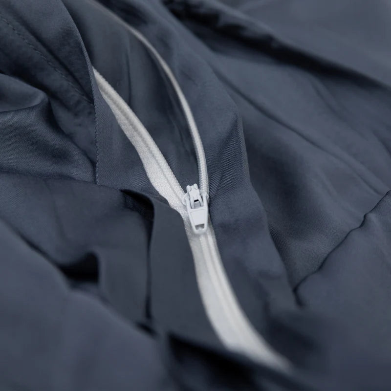 Luxury Metallic Blue Bamboo Duvet Cover Set - Soft & Breathable Queen/King Size Bedding - Perfect for Modern Bedrooms & Cozy Home Decor