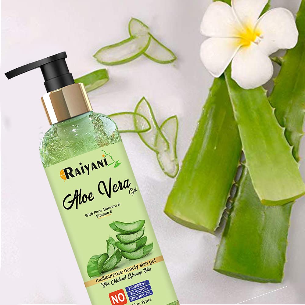 **Raiyani 99% Pure Organic Aloe Vera Gel for Face & Skin – Natural Moisturizer with Vitamin E, Paraben-Free, Silicone-Free, No Mineral Oil – 200ml | Hydrating, Soothing, Sunburn Relief, After-Shave Care**