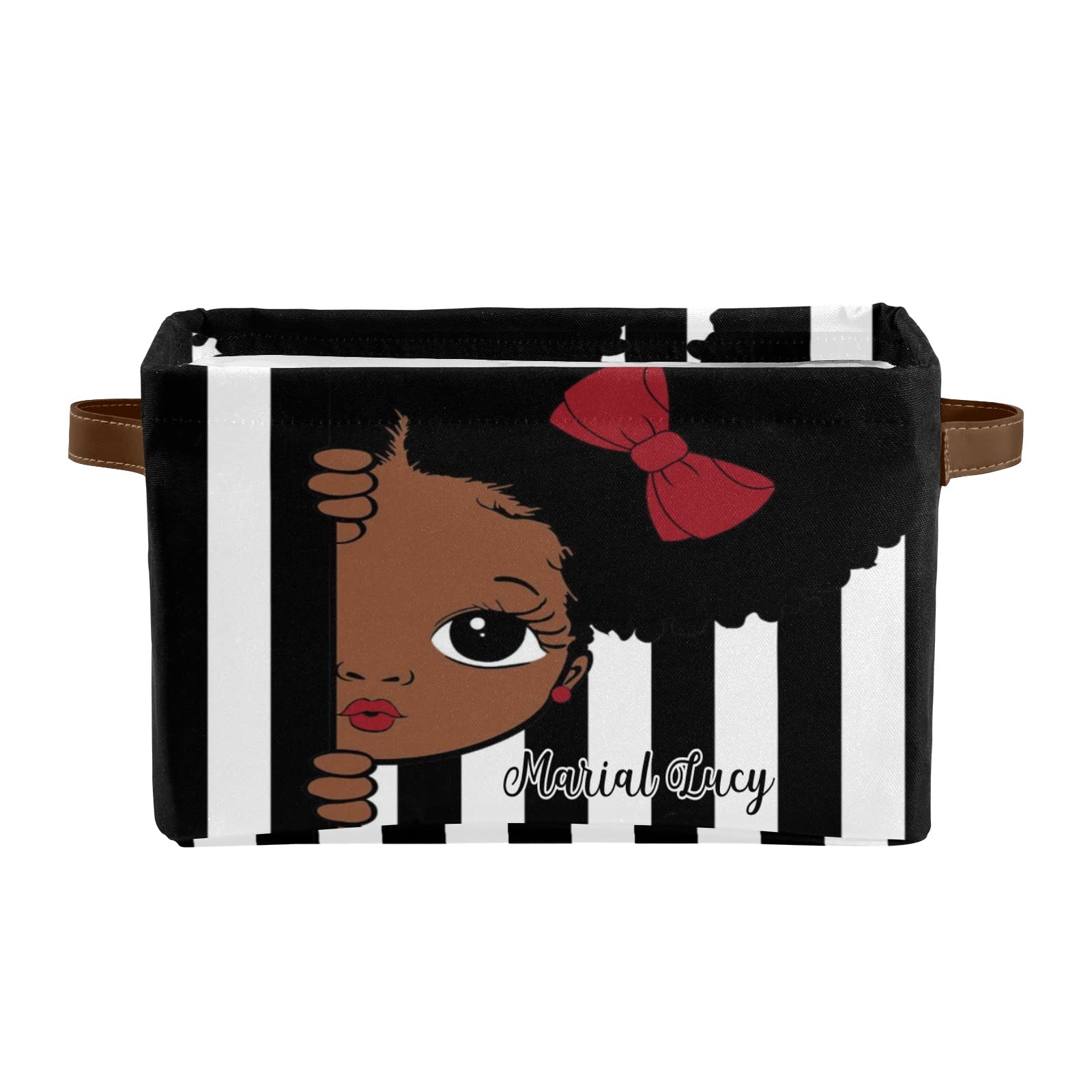 African American Girl Princess Themed Storage Bins - Durable Cube Organizer with Handles for Nursery, Wardrobe & Toy Organization (1-Pack) | Perfect for Kids' Room Decor & Clutter Control