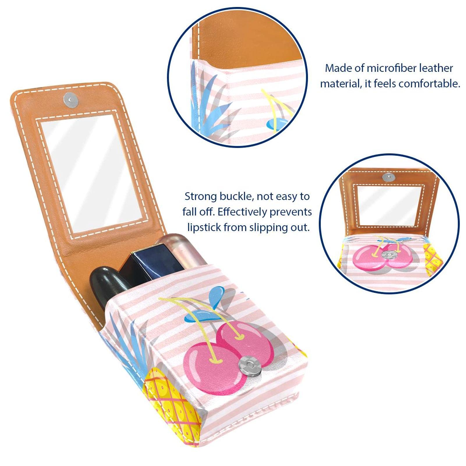 Portable Lipstick Organizer with Mirror - Holds 3 Lipsticks for Travel & Daily Use