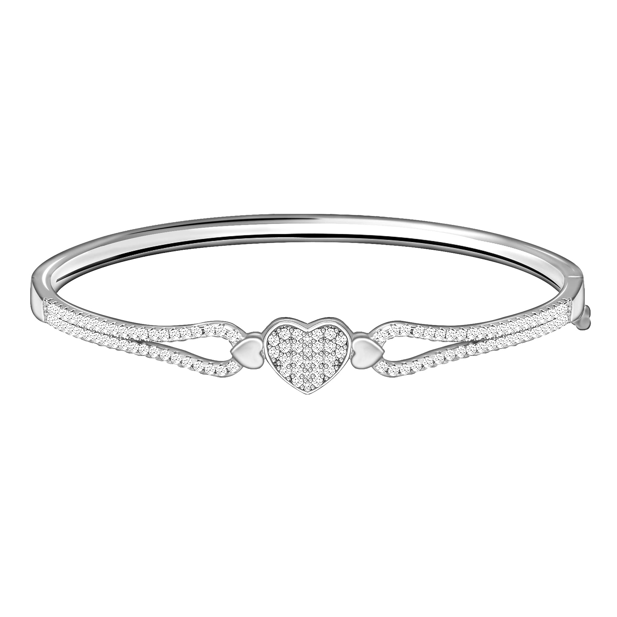 GIVA 925 Sterling Silver Hypoallergenic Zircon Heart Bangle Bracelet for Women | Elegant Jewelry Gift for Anniversary, Birthday, Valentine's Day | 925 Stamp | Perfect for Date Night, Party & Special Occasions
