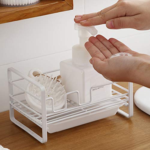VALINK Stainless Steel Sponge Holder with Removable Tray - Kitchen Sink Organizer for Brushes, Soap & Cleaning Supplies (18.5x12x10cm) - Perfect for Small Kitchen Spaces, Apartment Living & RV Use