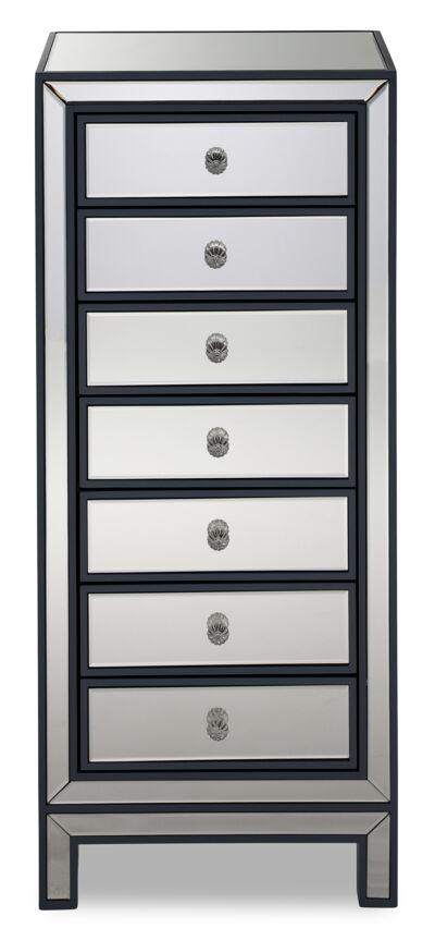 Elegant Crystal 7-Drawer Dresser with Mirrored Glass - Perfect for Bedroom Storage & Vanity Organization