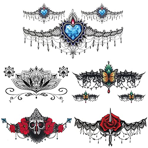Waterproof Temporary Chest & Waist Tattoo Stickers - Black Underboob Body Art Transfer Set with Gel | Perfect for Parties, Festivals & Body Decoration