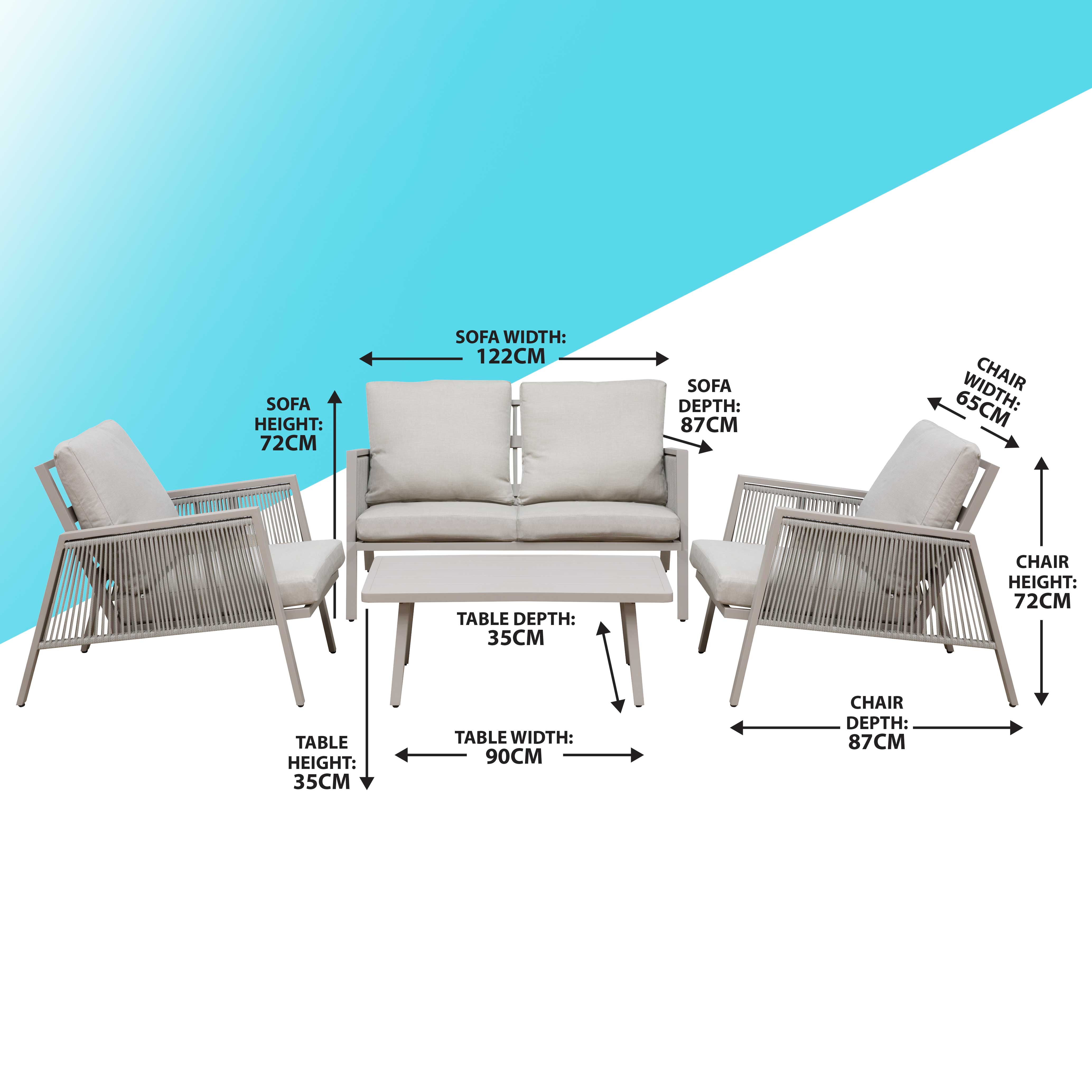 Premium 4-Piece Outdoor Aluminum Patio Sofa Set - Light Grey (DG56) - Perfect for Backyard, Poolside & Garden Relaxation