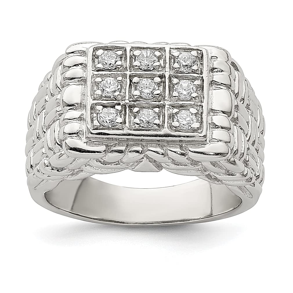 925 Sterling Silver Men's Cubic Zirconia CZ Ring - Elegant Fine Jewelry for Men, Gifts for Him, Dad, Husband - Perfect for Weddings, Anniversaries & Special Occasions