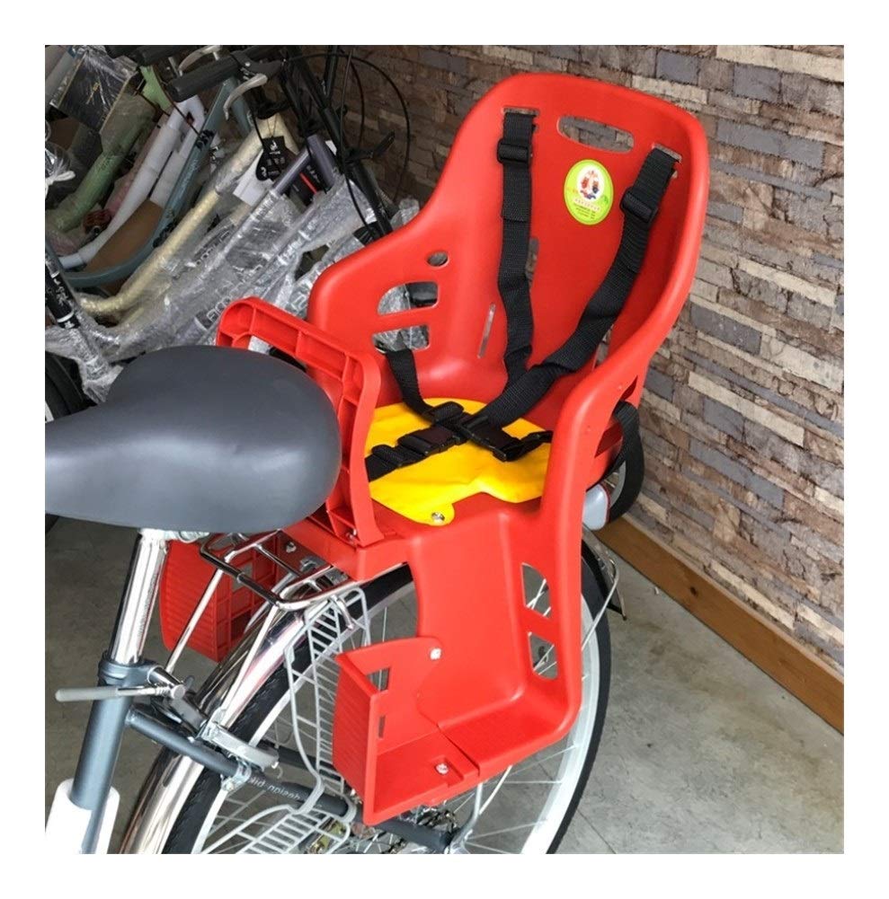 Adjustable Kids Bike Seat for Adults - Safe & Comfortable Child Bicycle Carrier for MTB/Road Bikes - Red - Perfect for Family Rides & Commuting