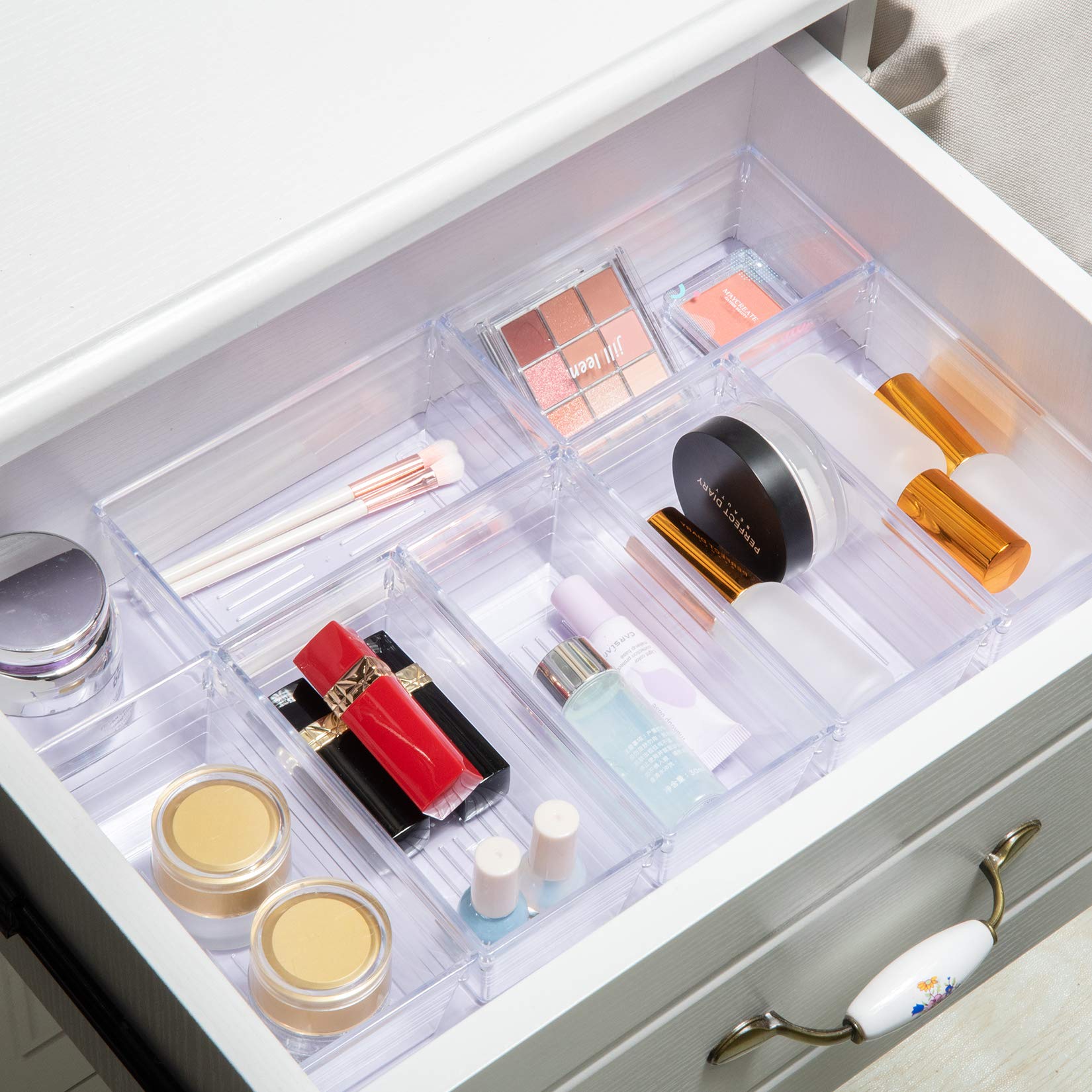 Clear Plastic Drawer Organizer Trays - 6