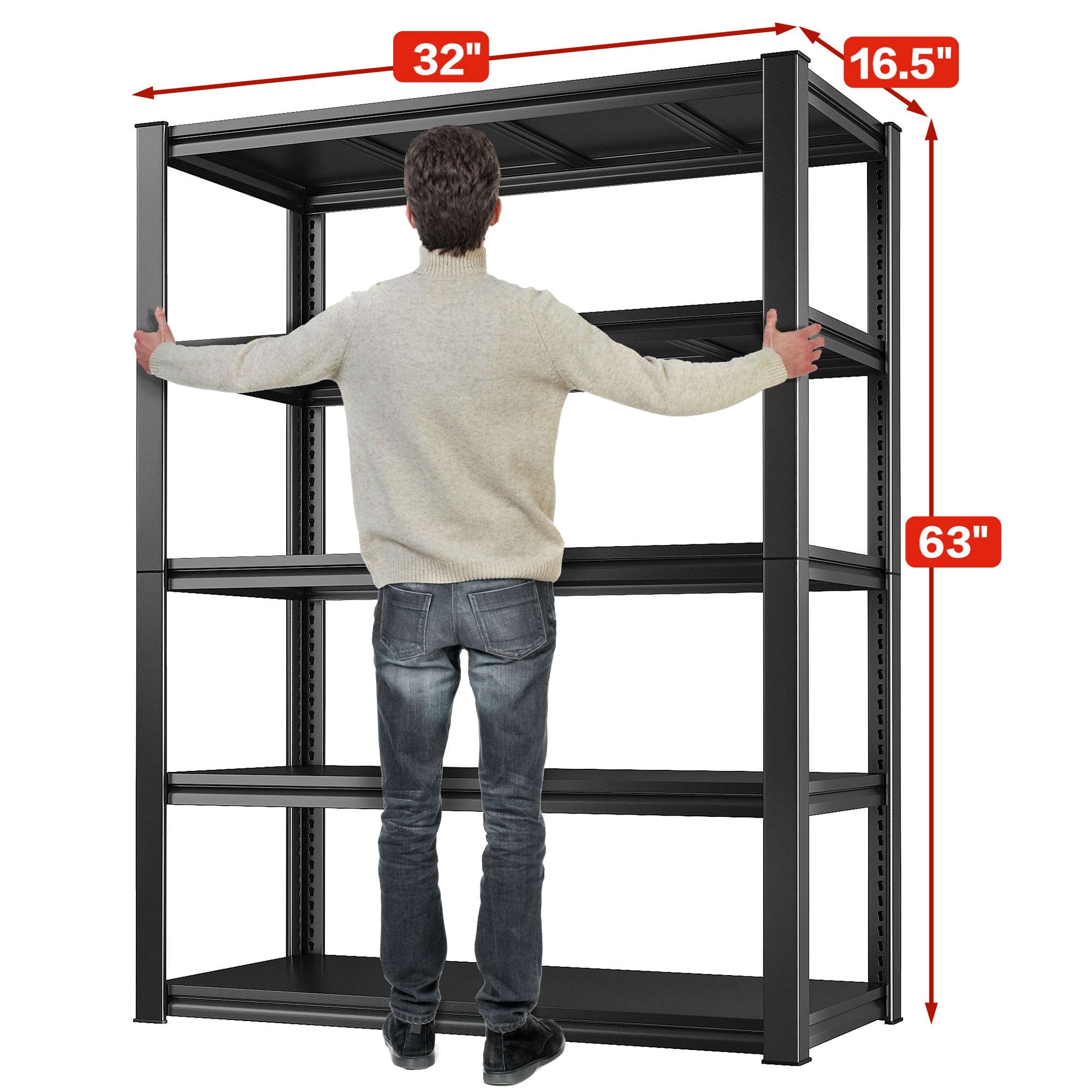 Raybee 5-Tier Heavy Duty Garage Shelving Unit - 2000LBS Capacity Adjustable Metal Storage Shelves (32