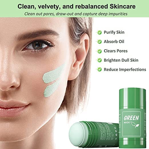 Organic Green Tea Face Mask Stick for Acne & Pore Care (40g) - Hydrating & Detoxifying Skincare Treatment - Perfect for Daily Use, Travel & On-the-Go Beauty Routine