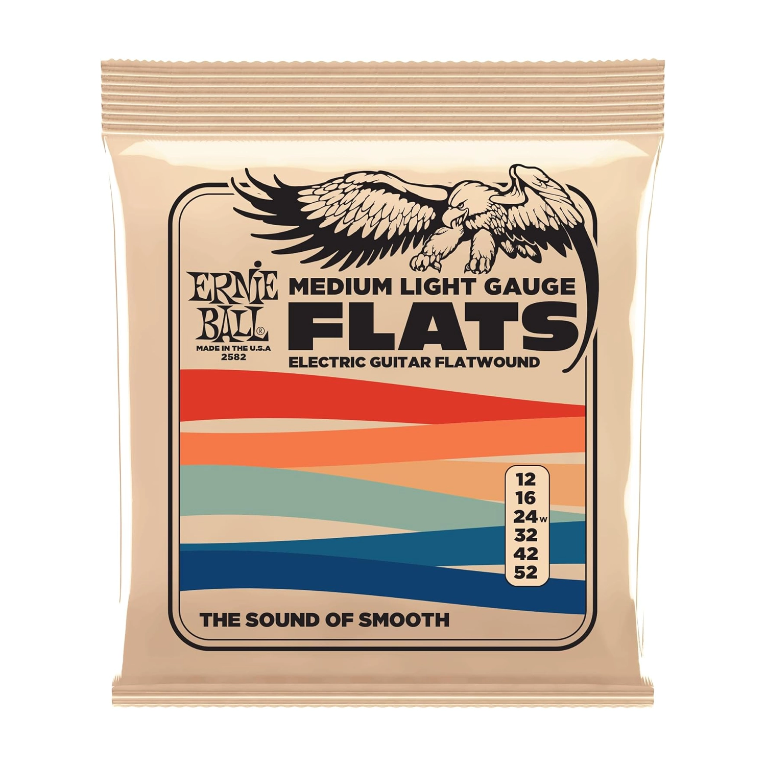 Ernie Ball 2582 .012-.052 Medium Light Flatwound Electric Guitar Strings - Perfect for Jazz, Blues & Smooth Rock Playing Styles