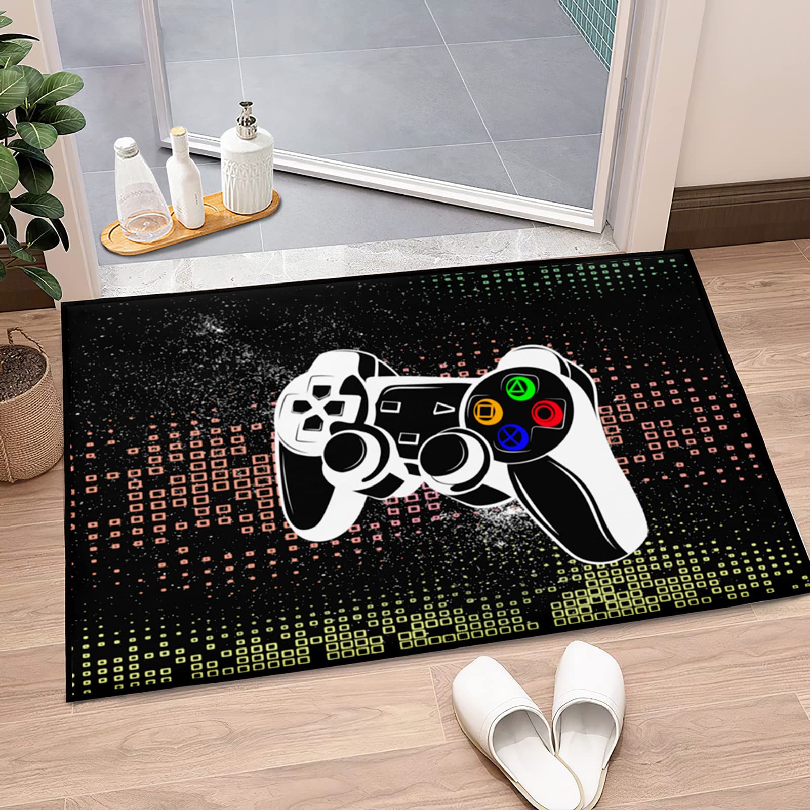 3D Printed Video Game Controller Carpet - Black Gamepad Area Rug for Boys & Teens - 35
