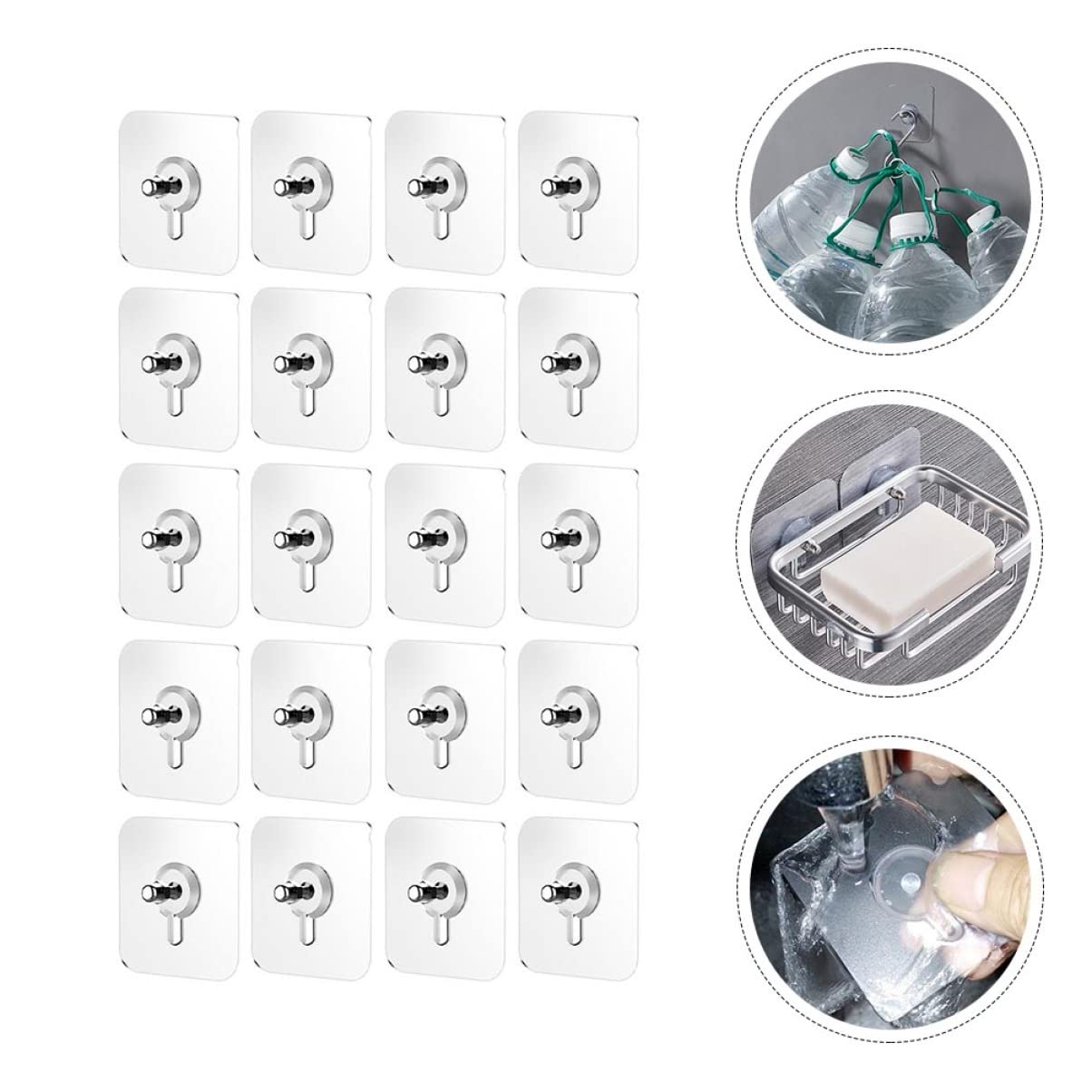 Baluue 40-Pack Transparent Adhesive Wall Hooks - No Screw, No Trace Picture Hanging Hooks for Kitchen, Bathroom & Home Organization - Strong Sticker Hangers for Photos, Decor, Towels & Utensils