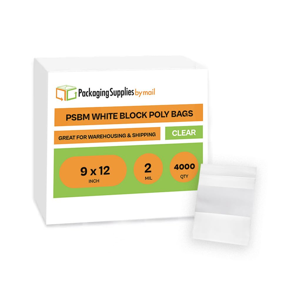 PSBM 9x12 Inch 2 Mil Clear Reclosable Zipper Bags - 4000 Count Bulk Pack of Durable Poly Plastic Storage Bags for Organizing Small Parts, Crafts, Jewelry & Office Supplies - Perfect for Home, Workshop & Retail Use