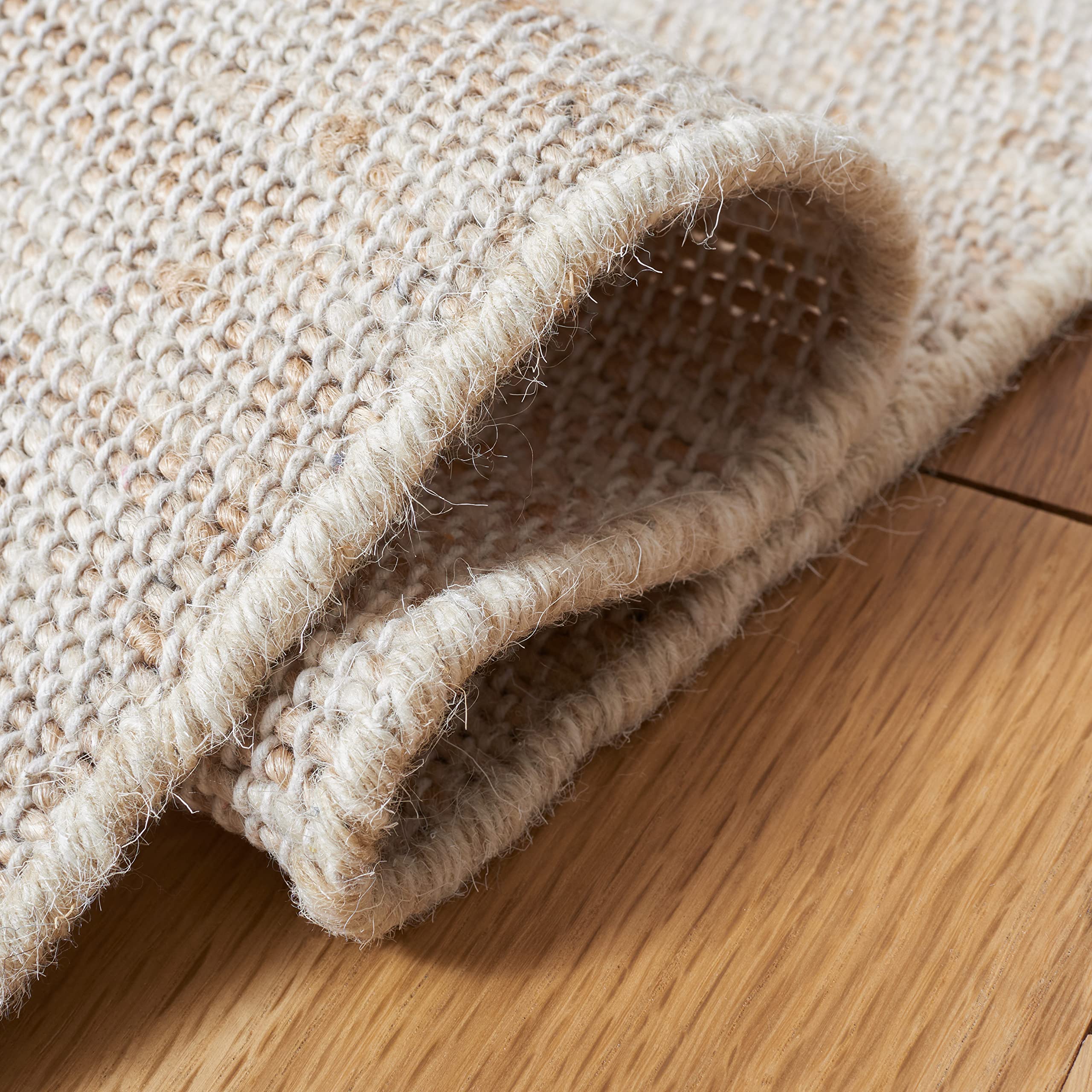 SAFAVIEH Handmade Wool & Jute Area Rug 6'x6' Square - Natural/Beige (NFB554B) for Living Room, Dining Room & Bedroom | Eco-Friendly Natural Fiber Collection | Perfect for Boho, Farmhouse & Modern Decor