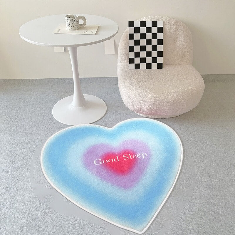 Y2K Heart Shaped Accent Rug - Soft Plush Non-Slip Floor Mat for Bedroom, Living Room, Dorm Decor - Perfect for Valentine's Day, Girls Room & Aesthetic Home Decor