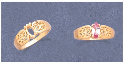 Solid Sterling Silver or 14kt Gold Marquise Filigree Pre-Notched Ring Blank - Size 7 Shank Setting (6x3mm & 10x6mm Options) - Perfect for Jewelry Making, Engagement Rings & DIY Craft Projects