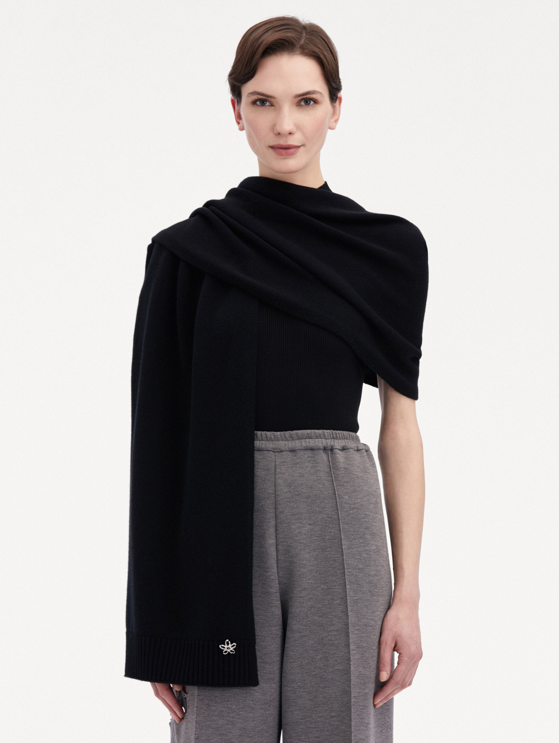 Luxury O Flower Cashmere Scarf for Women - Soft Winter Wrap Shawl - Perfect for Cold Weather, Office, Travel & Gift Giving