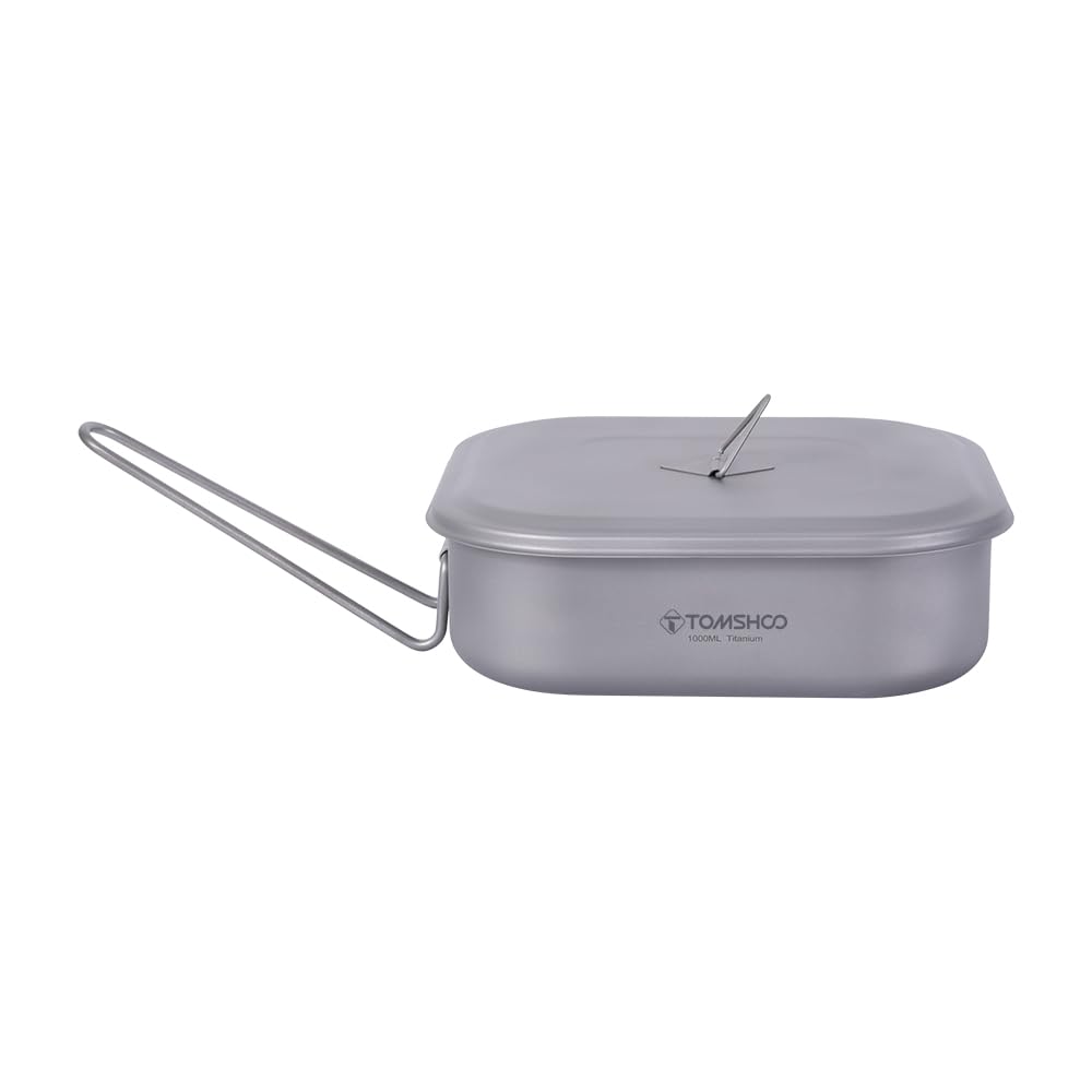 Premium Titanium Lunch Box - Lightweight & Durable Camping Bento Box with Foldable Handle & Secure Lid - Perfect for Outdoor Cooking, Camping, Hiking, Backpacking & Picnics - Ideal for Meal Prep, Office Lunch & Travel Food Storage