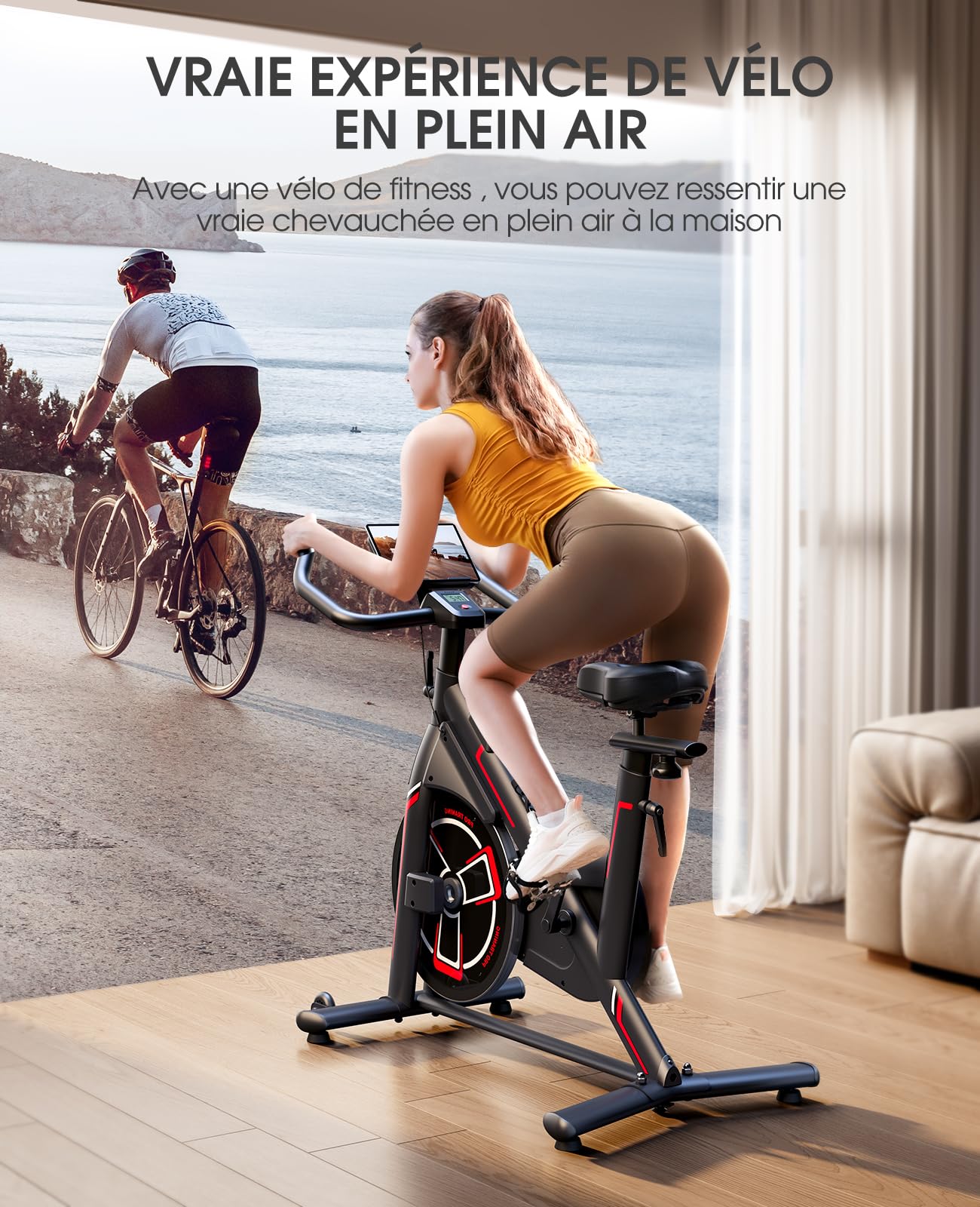 Topure Magnetic Exercise Bike for Home - Indoor Cycling Bike with Silent Belt Drive, 330LBS Weight Capacity & LCD Display - Comfortable Seat & APP Connectivity for Cardio Workout - Perfect for Home Gym, Apartment Fitness & Indoor Cycling Training