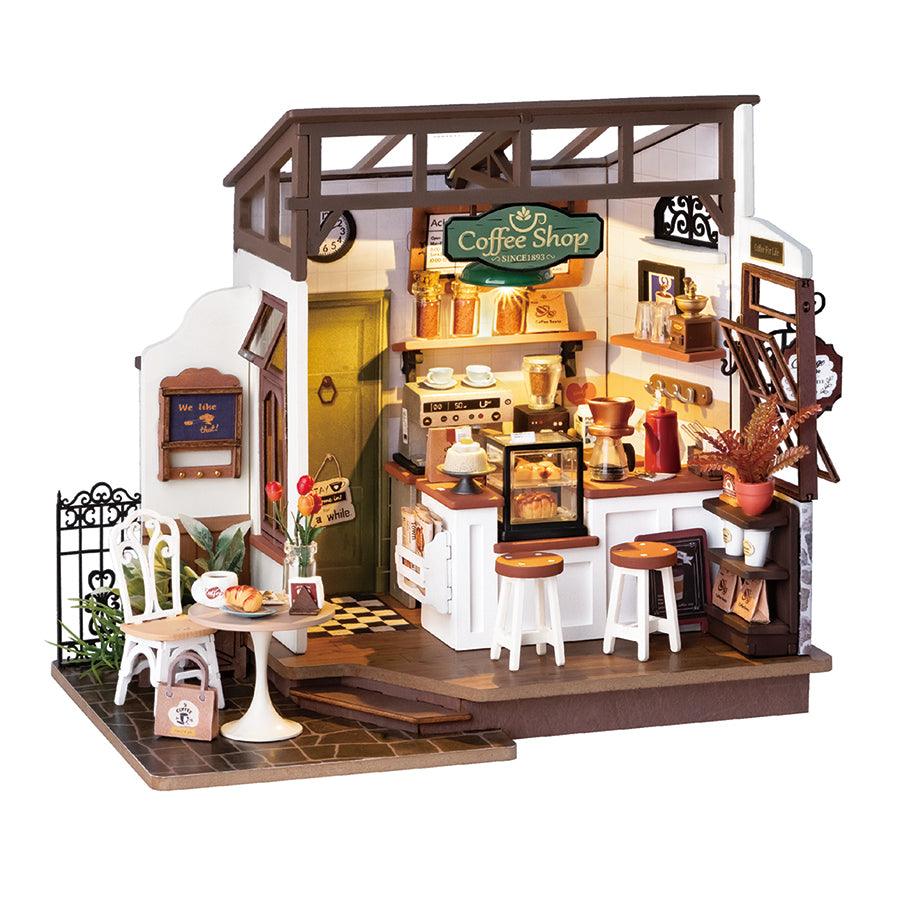 ROBOTIME Rolife No.17 DIY Miniature Café House Kit - 3D Wooden Puzzle Model for Adults, Teens & Craft Lovers - Perfect for Home Decoration, Gift Giving & Relaxing Hobby Projects