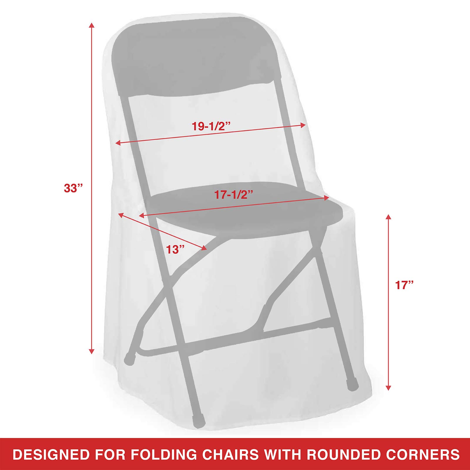 Lann's Linens 100-Pack White Polyester Chair Covers for Wedding, Party, Banquet - Washable Folding Chair Slipcovers - Perfect for Indoor & Outdoor Events, Bridal Showers, and Formal Dinners