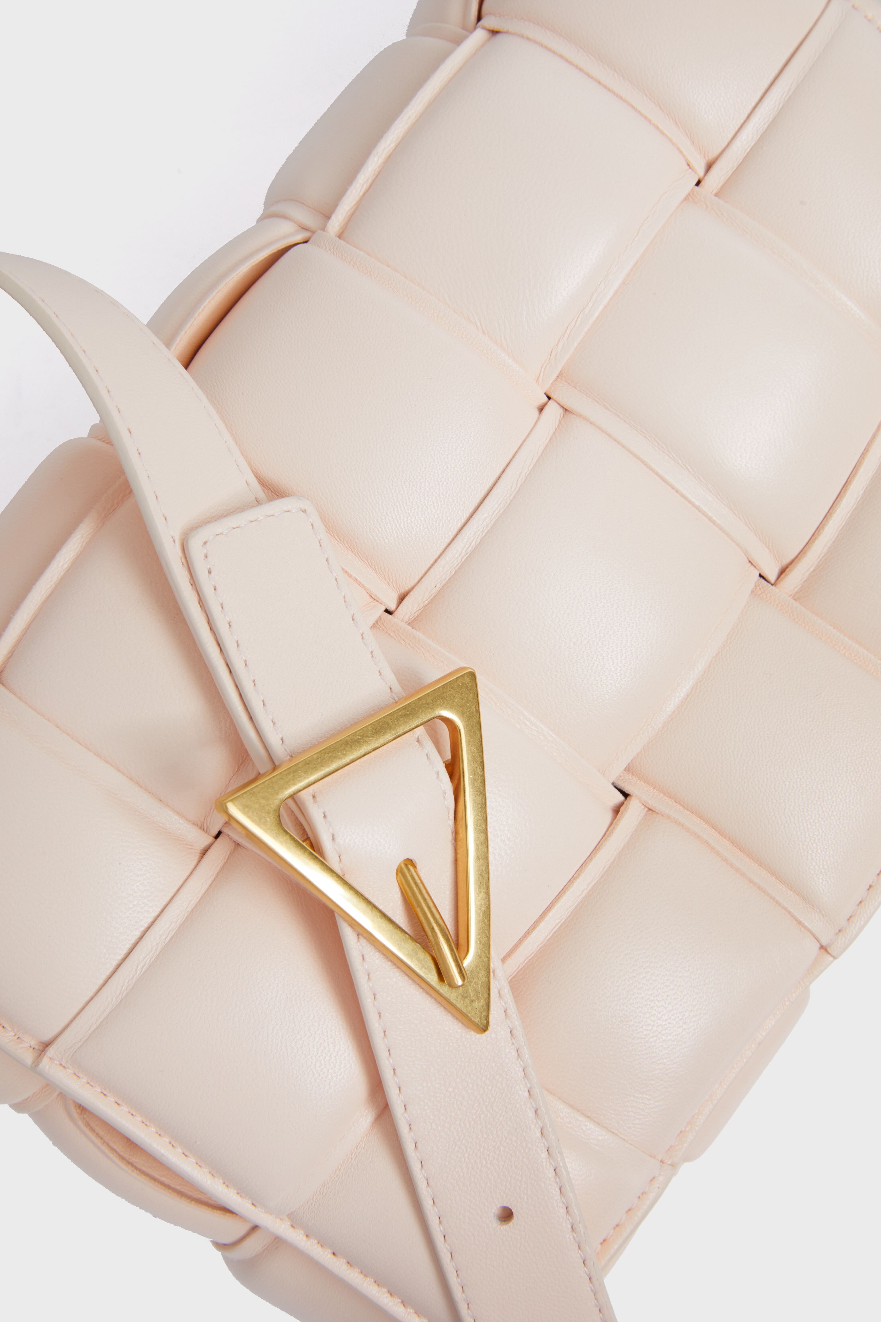 Bottega Veneta Pink Beige Maxi Intrecciato Cassette Bag - Luxury Leather Shoulder Bag for Women, Perfect for Work, Travel & Evening Events
