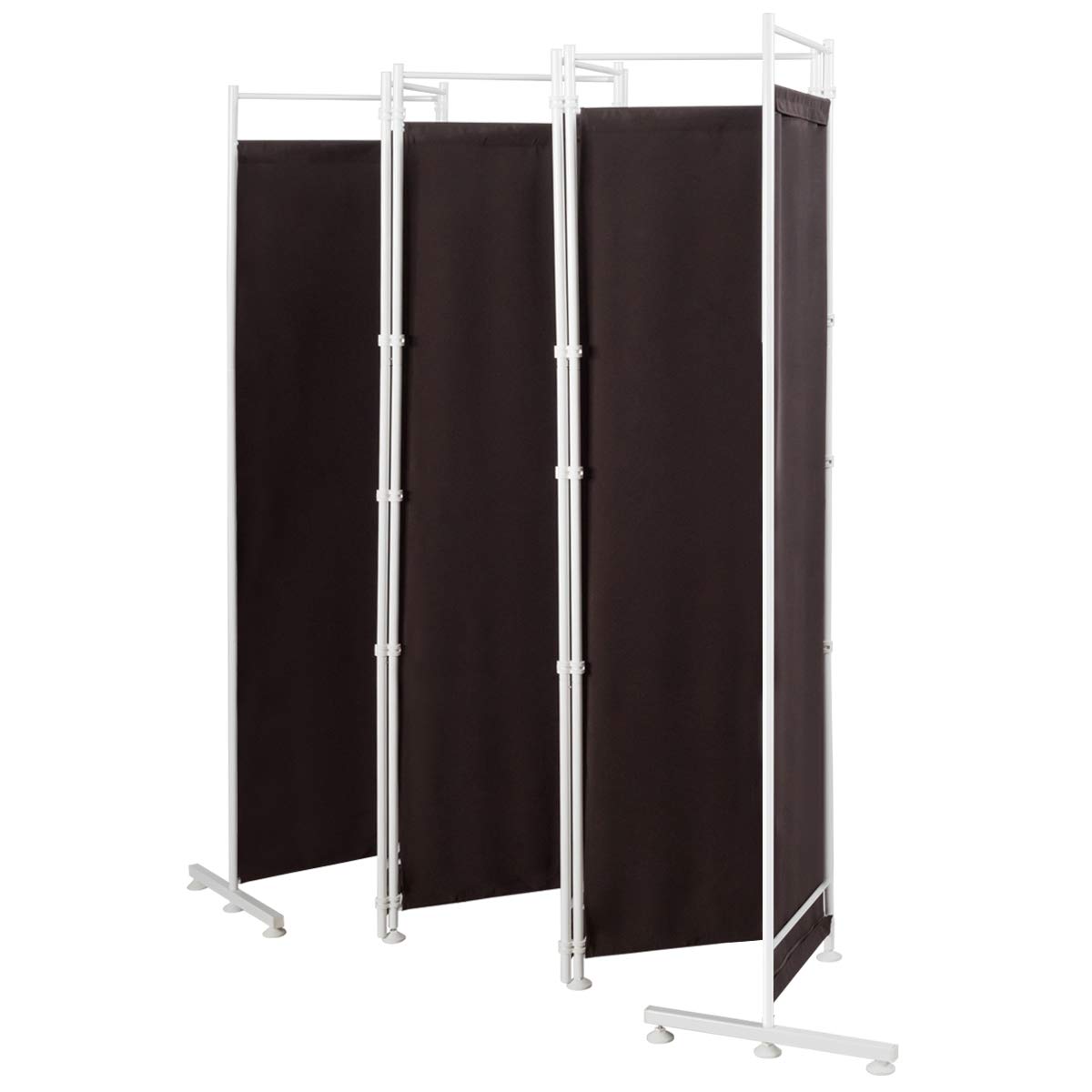 Giantex 6-Panel Folding Room Divider Screen - 6 Feet Tall Privacy Partition with Sturdy Steel Base | Lightweight Portable Room Separator for Home, Office, Dorm | Brown Wood Finish | Perfect for Creating Private Spaces in Living Rooms, Bedrooms or Events