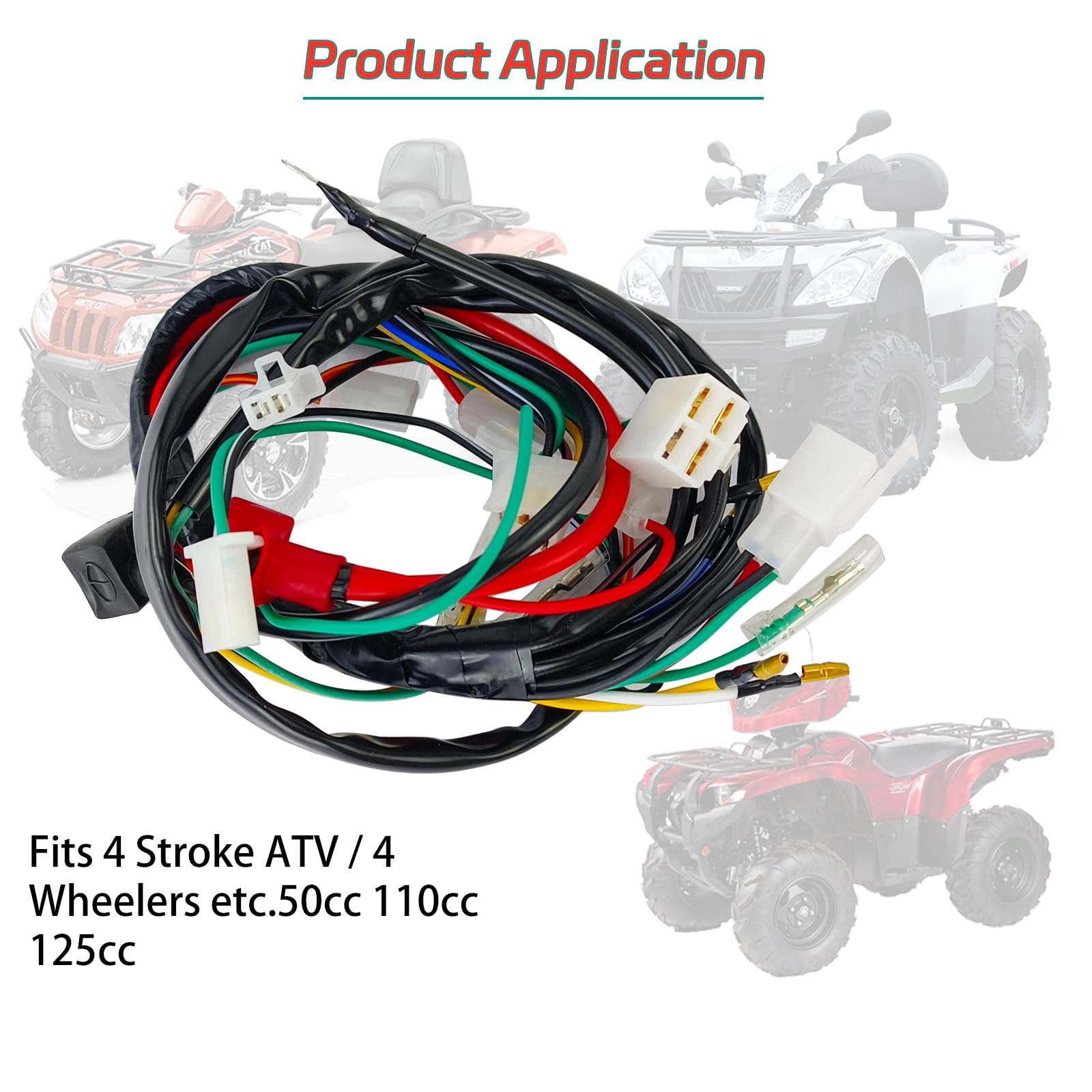 High-Performance Electric Wiring Harness Kit with CDI Ignition Coil for 4-Stroke ATVs (50cc, 110cc, 125cc) - Perfect for Off-Road Adventures & ATV Maintenance