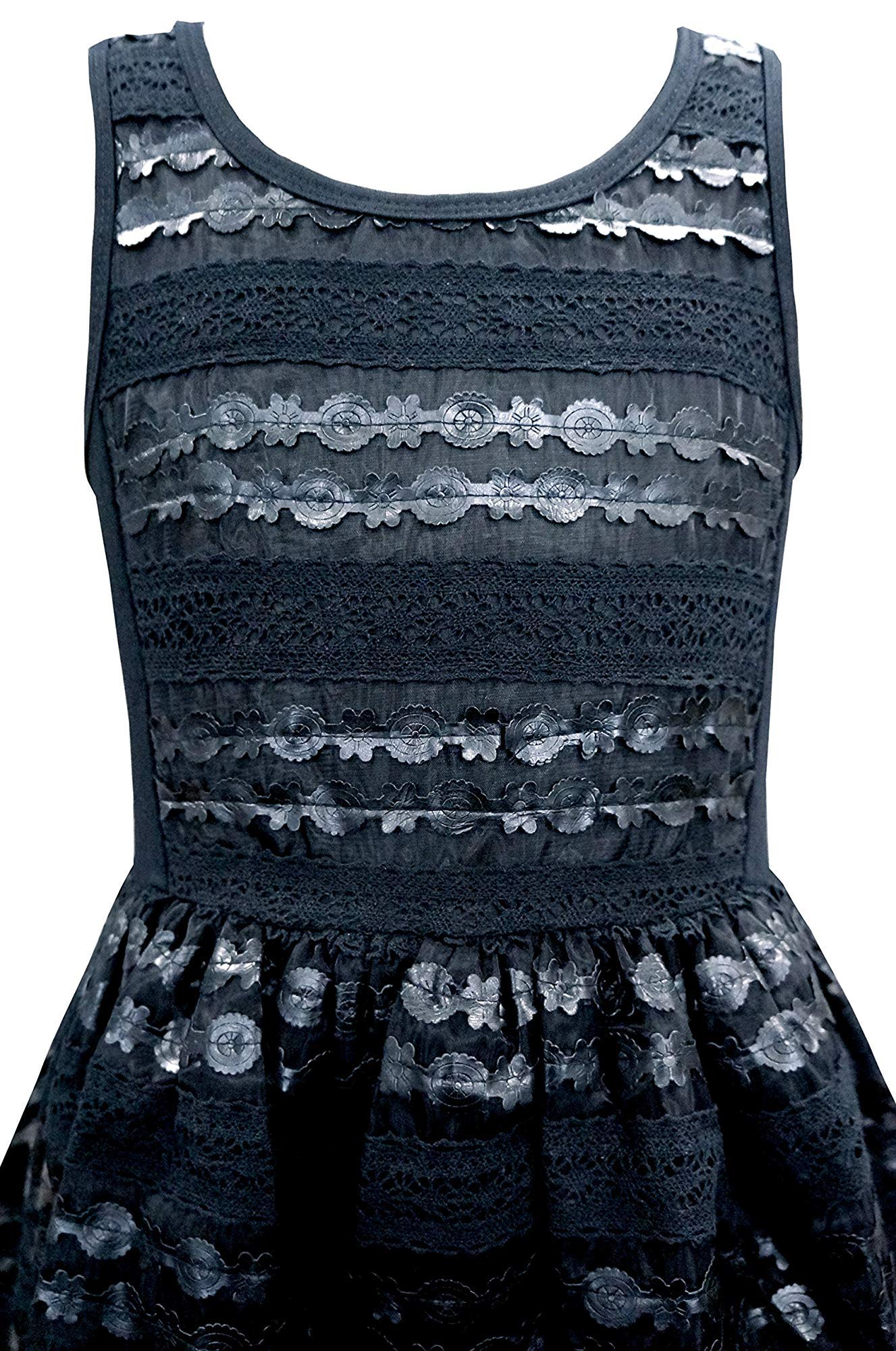 Hannah Banana Big Girls Tween Black Faux Leather and Lace Organza Overlay Dress - Size 10 - Perfect for Birthday Parties, School Dances, and Special Occasions