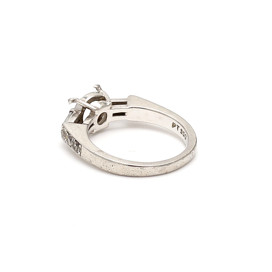 0.33 Carat Old European & Baguette Diamond Platinum Semi Mount Ring - Vintage Bridal Jewelry for Engagement & Wedding Bands