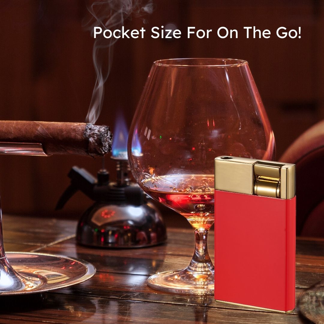 Visol Cougar Single Flame Cigar Lighter - Red & Gold Finish | Windproof Butane Torch for Cigars, Cigarettes & Outdoor Use | Perfect for Smoking, Camping & Gifts