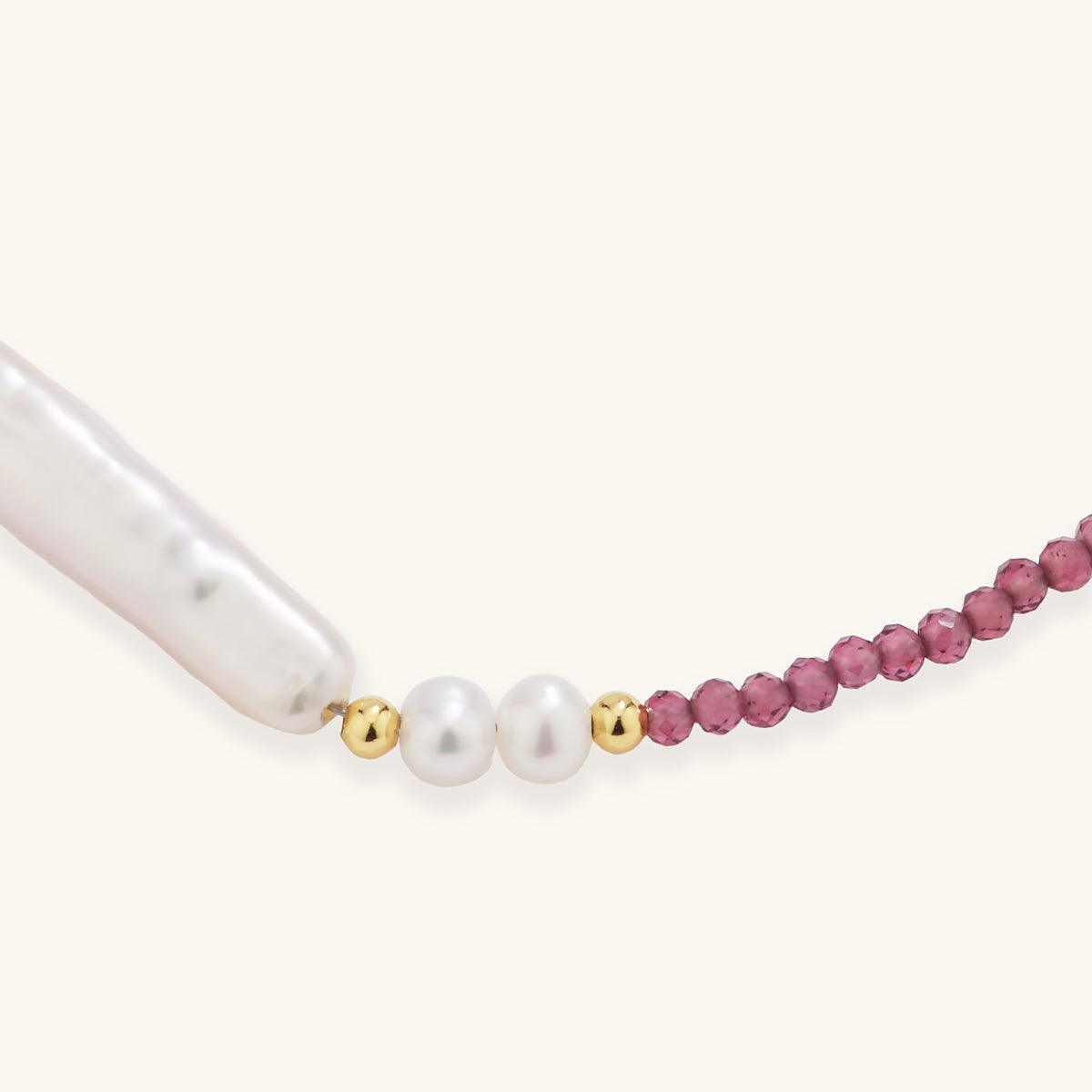 Garnet Baroque Pearl Bracelet for Women - Elegant Handmade Jewelry Gift for Birthday, Anniversary & Special Occasions