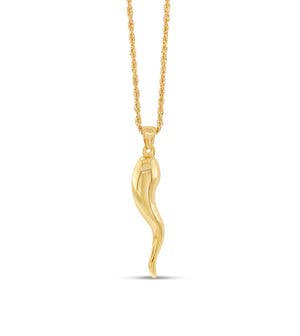 14k Gold Italian Horn Cornicello Charm Pendant Necklace for Men & Women - Hypoallergenic 14k Gold Chain with Lobster Clasp - Perfect for Everyday Wear, Gifts & Protection Jewelry