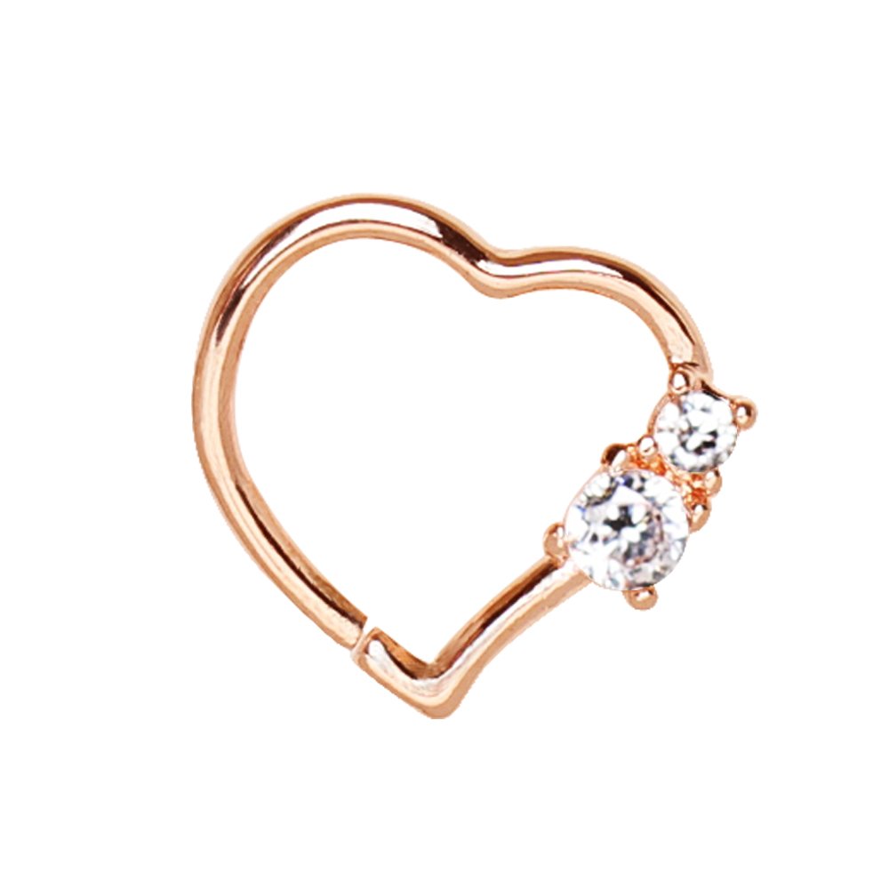 16G Rose Gold Heart CZ Cartilage Hoop Earring - 316L Stainless Steel Body Jewelry - Dainty Tragus Helix Ear Piercing Ring for Women - Perfect Gift for Valentine's Day & Special Occasions