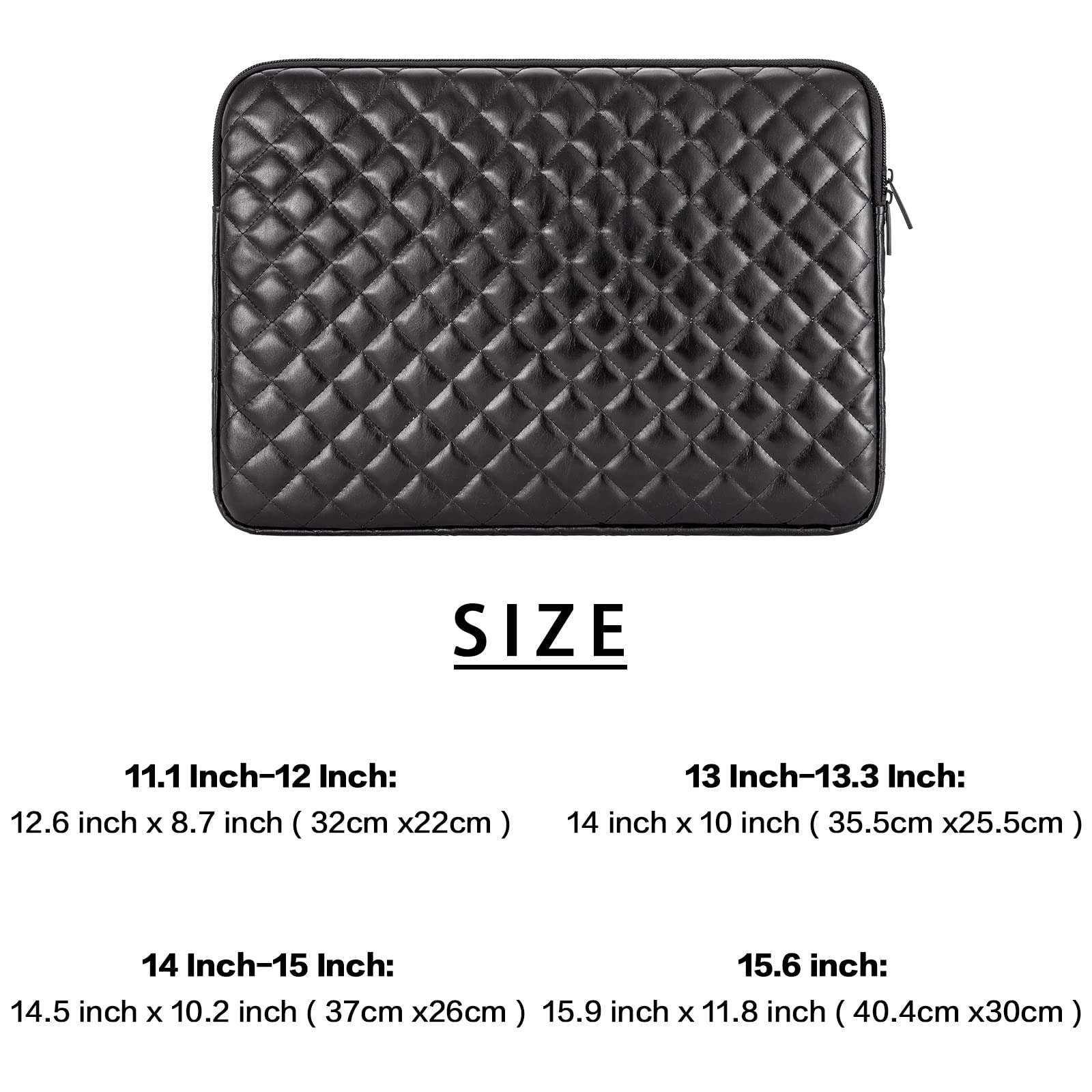 Puffy Laptop Sleeve Case for 11-15.6 Inch Laptops - Quilted PU Leather Protective Padded Bag with Soft Lining (Perfect for MacBook, Dell, HP & Travel)