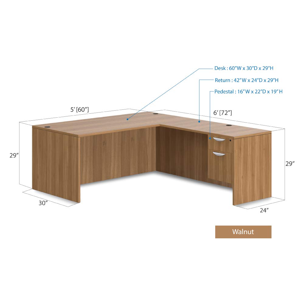GOF Double 4 Person Workstation Cubicle (10'D x 12'W) - Office Partition & Room Divider with Walnut Finish | Perfect for Open Office Spaces, Coworking Environments & Home Offices