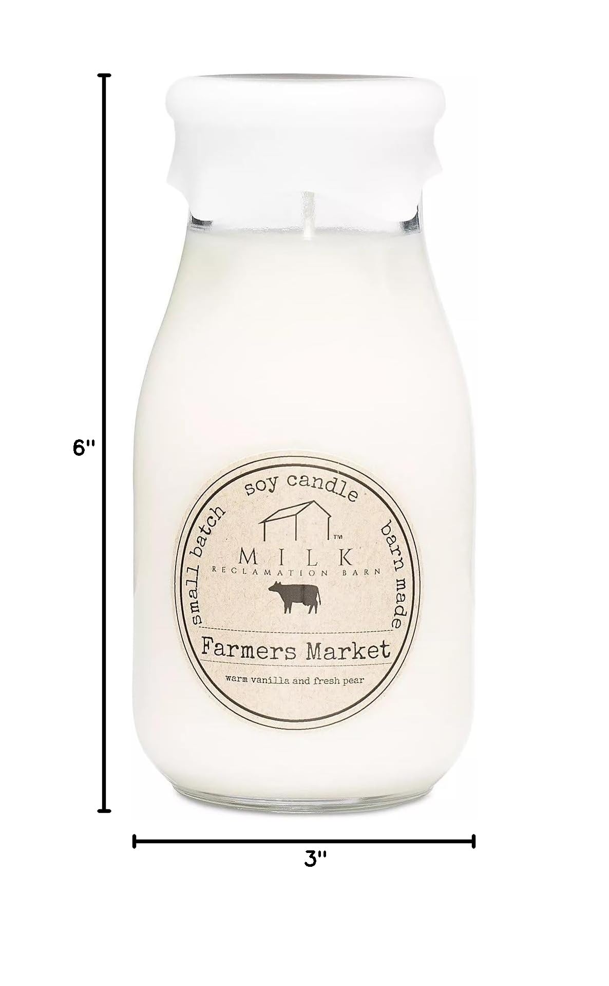 Farmhouse Milk Bottle Candle (13 oz) - Handmade Soy Wax Candle for Home Decor, Gifts, Farmers Market - Perfect for Farmhouse, Rustic, and Country Style Decor