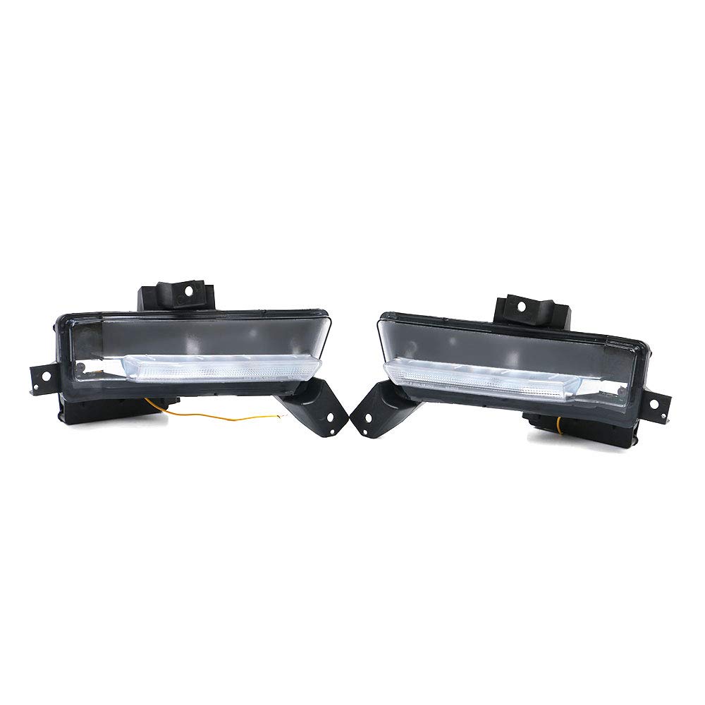 IKON MOTORSPORTS Fog Lights for 2016-2018 Chevy Camaro SS - DRL Daytime Running Lights with Clear Lens & Yellow Turn Signal - 2PC ABS PC - Perfect for Night Driving & Enhanced Visibility