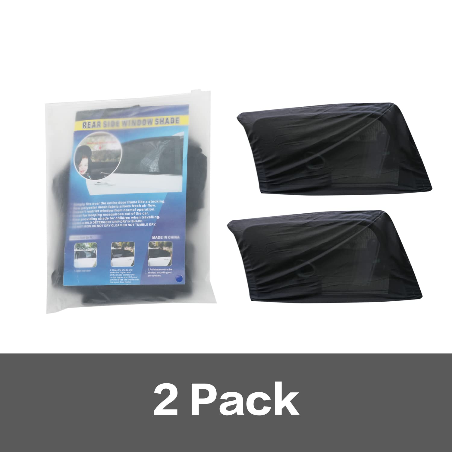 VAGURFO 2 Pack Car Window Mesh Sunshades - Universal Fit Side & Rear Window Sun Shades for Cars, SUVs, Trucks - UV Protection & Privacy Screen for Kids, Toddlers - Perfect for Road Trips, Summer Driving & Baby Protection