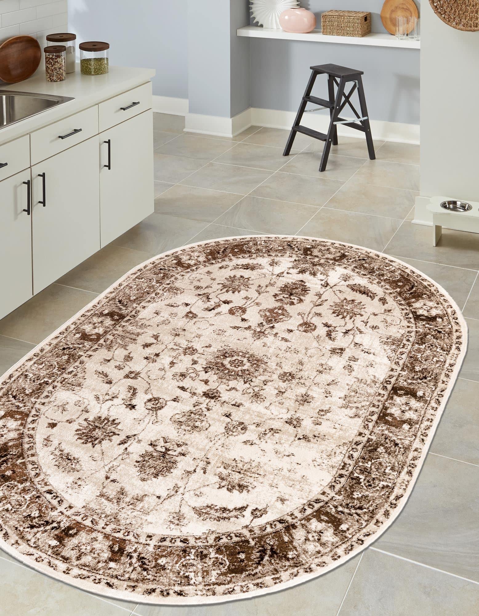 Nepal Collection 4' x 6' Oval Cream Medium Rug - Handmade Wool Area Rug for Living Room, Dining Room & Open Floor Plans | Soft & Durable Home Decor