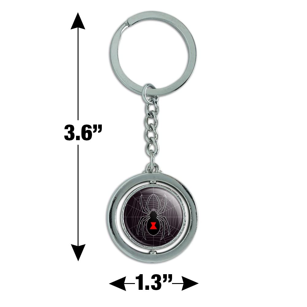Black Spider on Web Spinning Keychain - Chrome Plated Metal Halloween Accessory for Keys, Bags & Costumes | Perfect for Halloween Decor & Gifts