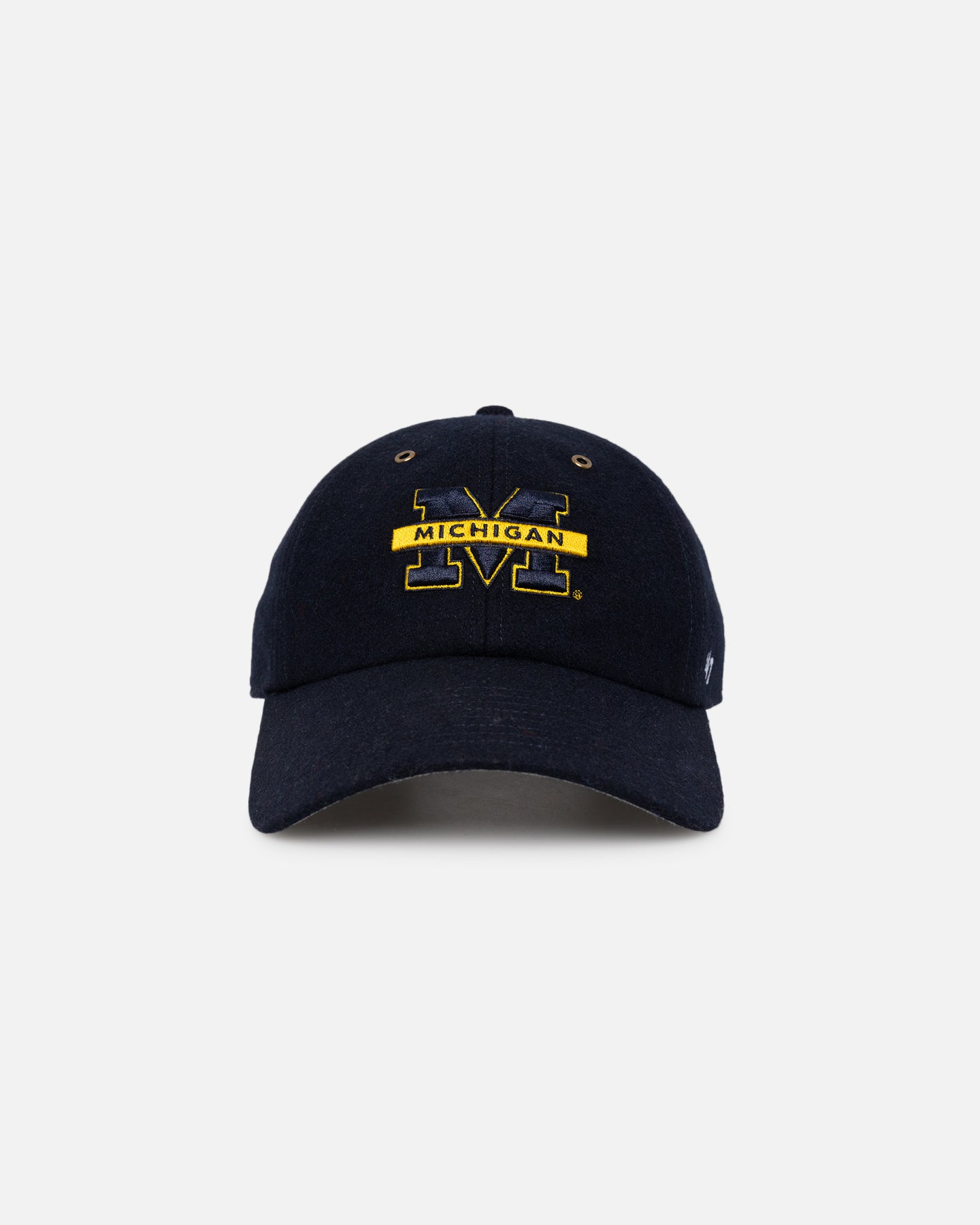 47 Brand Michigan Wolverines Wooly Clean Up Strapback Hat - Navy Blue Adjustable Baseball Cap for Men & Women - Perfect for Football Games, Tailgating & College Fan Gear