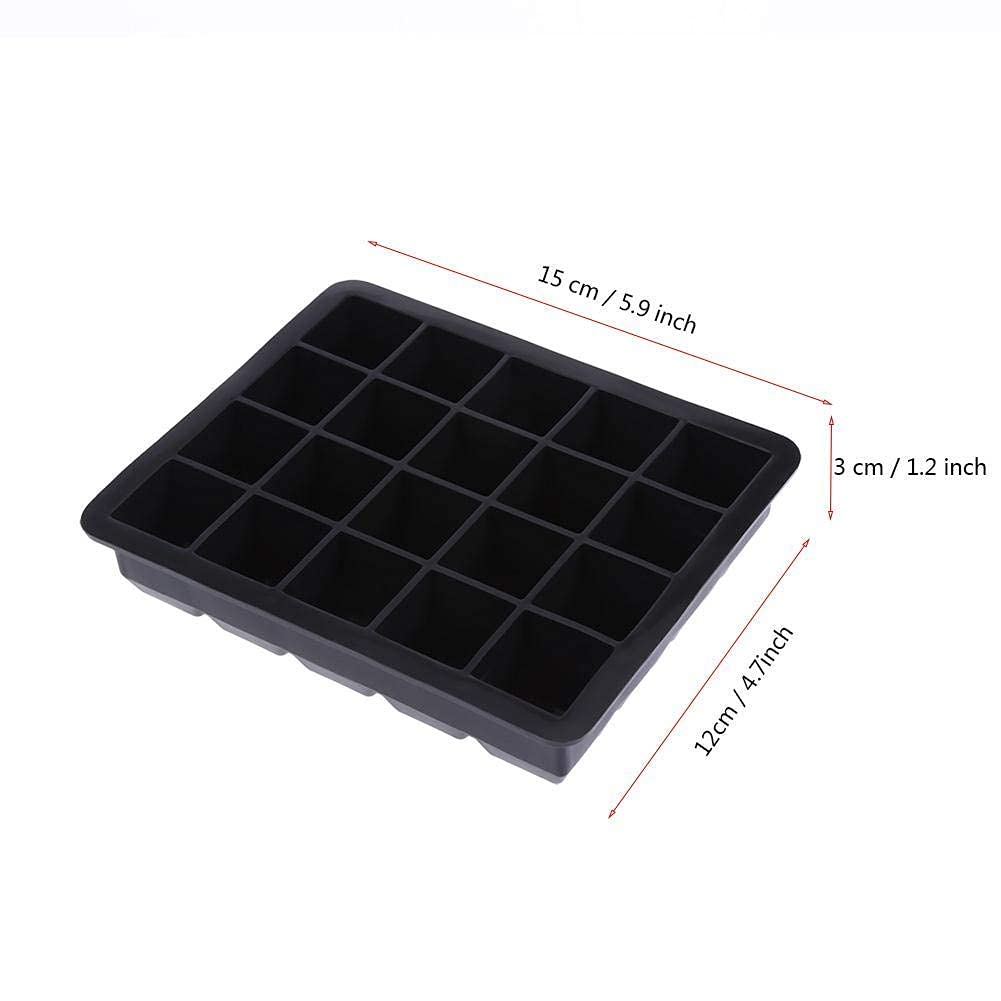 Fdit 20-Cell Silicone Ice Cube Tray with Lid - Premium Bar, Restaurant & Home Use for Cocktails, Candy Making & Food Storage (Black)